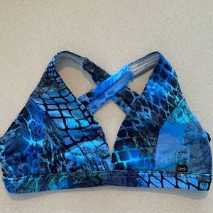 Bro fitwear Crossback Sports Bra Blue Snake Print